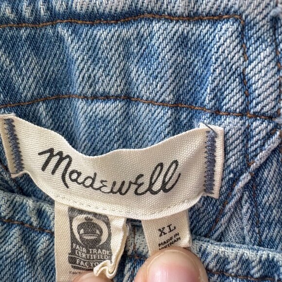 Madewell Denim Overall Shorts Size XL Lightwash - Picture 2 of 4